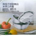 Silver 3 in 1 Stainless Steel Drain Basket Vegetable Cutter, For Kitchen. 