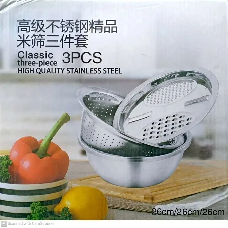 Silver%203%20in%201%20Stainless%20Steel%20Drain%20Basket%20Vegetable%20Cutter,%20For%20Kitchen%20-%20Image%202