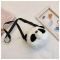 Cute Panda Messenger Bag Plush Pouches All-Match Japanese Girl Heart Student Online Red Mini Special-Interest Shoulder Bag. 
