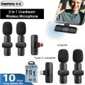 Remax K03 Type-C Wireless Microphone Dual Mic Live-Stream Microphone Plug And Play. 