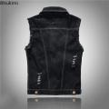 2024 Men's Fashion Jeans Sleeveless Jacket Vest Male Black Blue Denim Jeans Vest Man Cowboy Outdoors Waistcoat Mens Jacket Vest BunnyGarden.