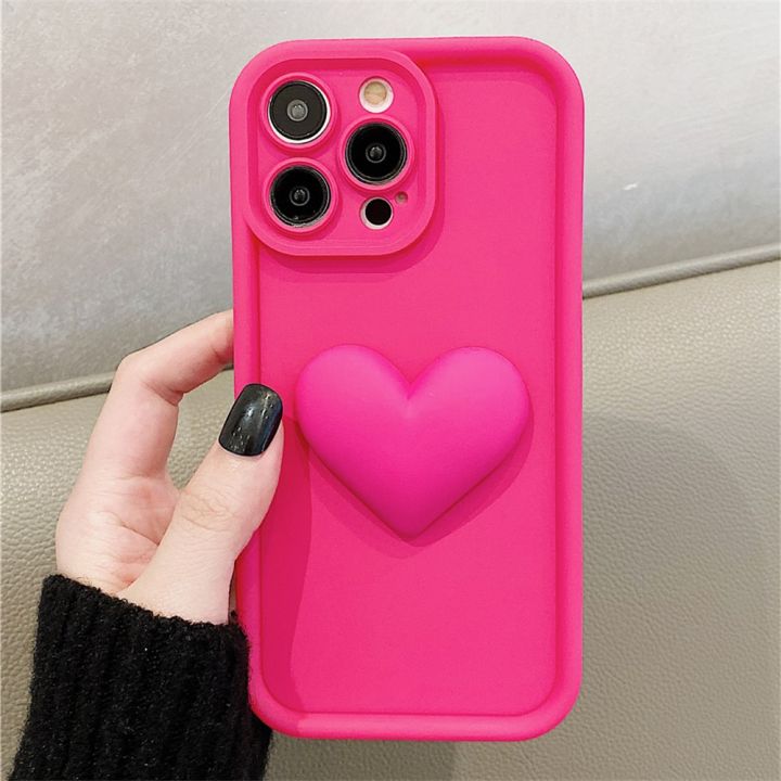 Fashions%20High%20Quality%20Korean%20Cute%203D%20Love%20Heart%20Lovely%20Hot%20Pink%20Girl%20Silicone%20Soft%20Case%20For%20iPhone%2015%2014%20Pro%20Max%2013%2012%2011%20XS%20XR%20Shockproof%20Back%20Cover%20-%20Image%203