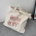 Tote bag canvas canvas style Korean style, with lock mouth compartment inside handy-haka store.