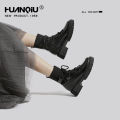 【Xiaojing Exclusive】Trendy Martin Boots Women2023Autumn New British Style Boots Thick Bottom Height Increasing Insole Single Boots. 