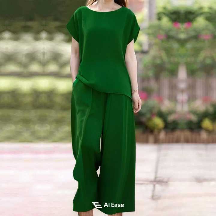 Women%E2%80%99s%20Cotton%20Travel%20Set%20%E2%80%93%20Light%20Top%20with%20Wide-Leg%20Cotton%20Trousers%20-%20Image%202