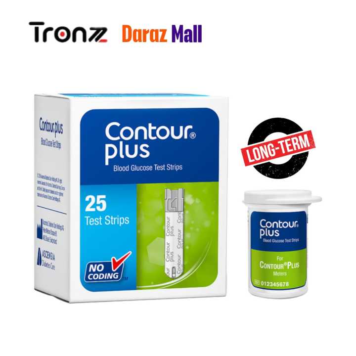 Contour Plus / Plus One 25 Test Strip Smart Glucometer Blood Glucose / Sugar Test Strip Diabetes Test Strip for Blood Glucose Monitoring System Brought to you by TRONZZ