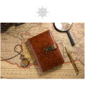 【Fashion】Vint-age Journal Diary with Lock B6 PU Retro Notebook 3-Digit Combination Private Journal Line Pages Writing Gift for Boy.