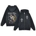 Y2K Zip Up Hoodie for Men Cross Print Loose Long Sleeve Pullover Women Retro Harajuku Sweatshirts Oversized Goth Hip Hop Jacket. 
