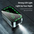【FUPANG】TWS Bluetooth Earphone Sports Music Handfree Call Earbuds HIFI Stereo Wireless Noise Cancelling Control Headset with LED Charging Case and Flashlight.