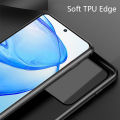 Biruiqu For VIVO V25 Pro Shockproof Gradient Tempered Glass Back Soft Silicone Edge Case Cover. 
