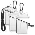 3 Pack Waterproof Id Card Badge Holder Case Plastic Card Cover with Lanyard,Clear Waterproof Card Holder Lanyards for Id Badges and Keys. 