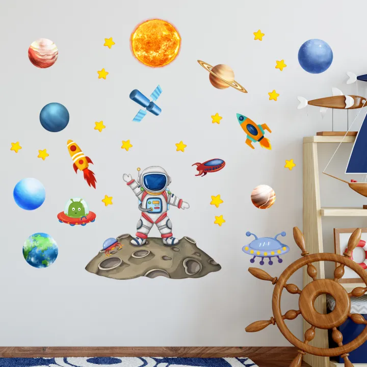 Cartoon%20Space%20Astronaut%20Wall%20Stickers%20Creative%20Home%20Wall%20Decor%20Self-adhesive%20Kids%20Room%20Decoration%20Bedroom%20Background%20Wall%20Decor%20-%20Image%203
