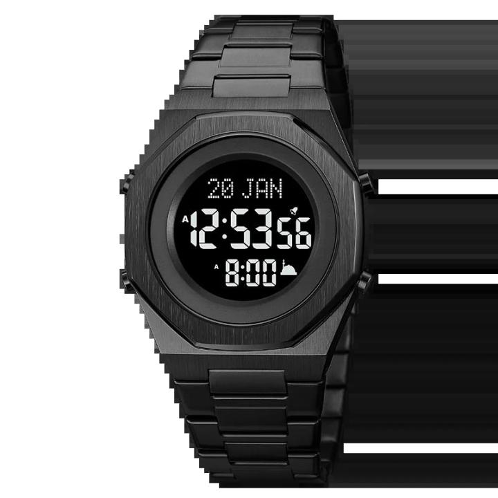 【The-Best】 2069 Digital Watch for Men Hijri Islamic Muslim Azan Clock for Prayer with Qibla Waterproof Wristwatch Mens Sports