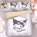 Cute Kuromi new four-piece bed sheet set with bunk bed single bed three-piece set Sanrio anime girly heart bedding wholesale.