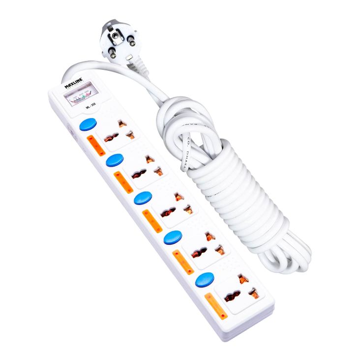 Maxline%205%20Gang%20Multi%20Extension%20Socket%20Model:%20ML-255-2%20pin%20Plug/3%20Miter%20Wire%20(%2010%20Fit/Hand%20Long%20Wire)%20-%20Image%202