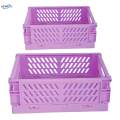 2x Folding Storage Basket Storage Crate with Handle for Bedroom Desk Green.