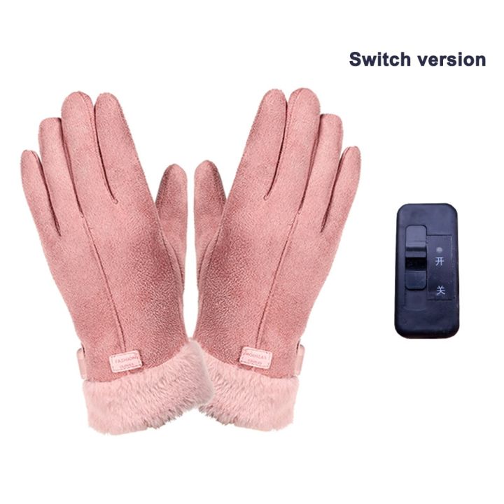Men Heated Gloves Rechargeable USB Hand Warmer Electric Heating Gloves Winter Cycling Thermal Touch Screen Bike Gloves Windproof