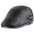 Fashion PU Leather Caps Windproof Man Beret Bandage Hat Spring Flat Cap Casquette Warm Side S Boina Masculina.