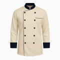Double-Breasted Micro Twill Chef Coat – Stylish Mandarin Collar Design.