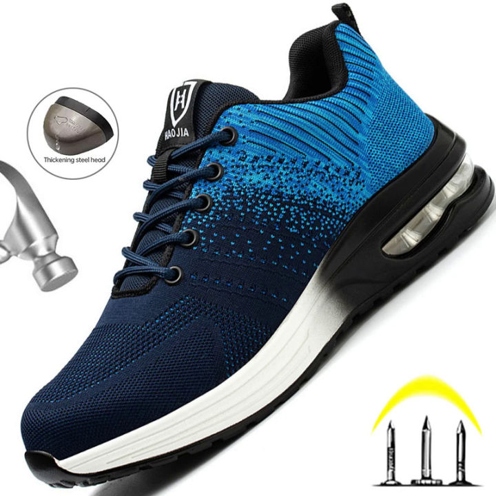 【selevn roind】 2024 New Air Cushion Safety Shoes Men Women Sneakers Steel Toe Shoes Puncture-Proof Sport Work Shoes Construction Safety Boots