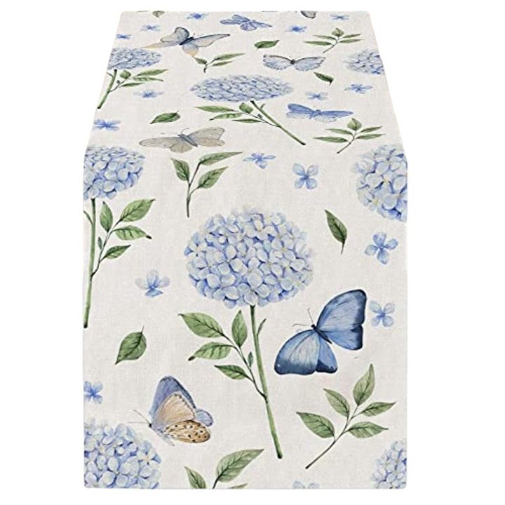 Summer%20Hydrangea%20Butterfly%20Table%20Runners%20Seasonal%20Spring%20Decor%20Holiday%20Farmhouse%20Indoor%20Retro%20Themed%20Party%20Dinner%20Party%20Decor%20-%20Image%203