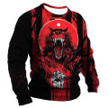 Men's long sleeve T-shirt winter 3D animal printed T shirts street fashion wolf pattern loose tops tees oversized men's clothing.