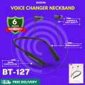 BT-127  Neckband Bluetooth Headset BT5.4 Sports Headset, Magnetic Metal Magnet Vibration- Bluetooth neckband - best neckband. 