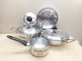 Kiam 7 Pcs Family Pack Cookware Set Pure Aluminium. Casserole Stock Pot, Korai, Milk Pan,Fry Pan & Lid Set. Model: A400.. 