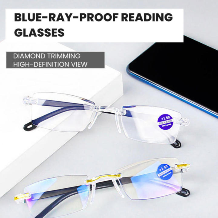 Floor mounted stalls Frameless smart glasses Trendy Ultra light Intelligent zoom Edge cut glasses Edge cut New design Blue light blocking glasses for Office use Reading glasses Computer glasses
