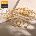 Fashion selling women 18K gold stainless steel jewelry, heart-shaped titanium steel bracelet.