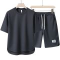 Summer Loose Men's Suit Casual New Set Korean Style Short SleeveTMen's T-shirt plus Size Two-Piece Suit.