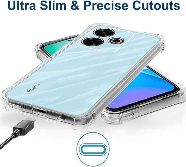 Xiaomi Redmi 13 4G Premium Silicone Case Crystal Clear Soft TPU Ultra-Thin Transparent Flexible Protective Mobile Phone Back Cover