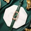 Fashion Green Watches Women Qualities Crystal Studded Quartz Watch Ladies Leather Wristwatches. 