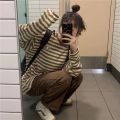 2023Spring and Autumn New Korean Style Loose CasualinsStriped Long SleeveTT-shirt Girls' Design Sense Niche Clothes.