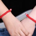 Simple Red Braided Bracelet Girl Lucky Hand Buckle String Bracelet Couple Bracelet Ornament Accessories. 