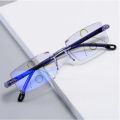New Diamond-cut Bifocal Progressive Reading Glasses Men Blue Light Blocking Multifocal Eyewear Ultralight Rimless Eyeglasses PCardiaCP. 