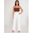 ZAARA High Waist Flare Pants - Stretchable Ribbed Fabric - pants for womens.