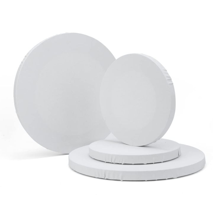 Round Canvas - 4,6,8,10,12 Inch Diameter (1of Each) - 100% Cotton, Primed White Blank Acid-Free Artist Shaped Canvases for Oil, Acrylic, Pouring Art & Decoration