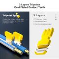 ZoeRax 50pcs Shielded RJ45 Cat6 Cat6A Pass Through Connectors - 3 Prong 8P8C Gold Plated Ethernet Ends for FTP/STP Network Cable.