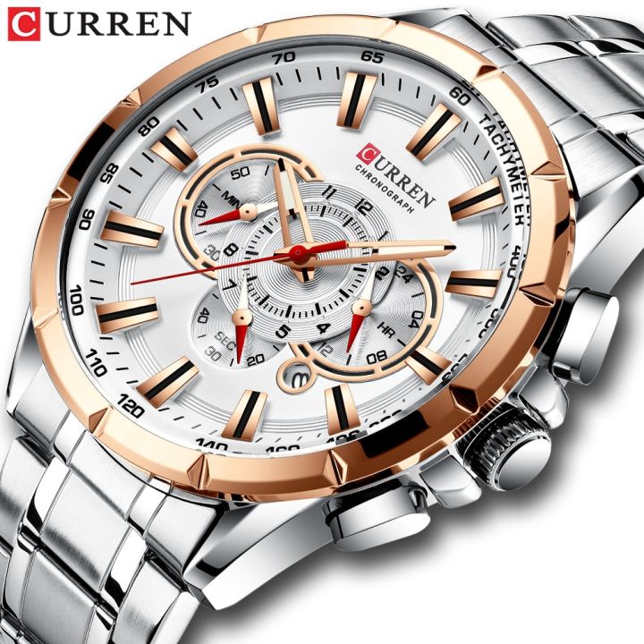 Men%20New%20CURREN%20Casual%20Sport%20Chronograph%20Men's%20Watch%20Stainless%20Steel%20Band%20Wristwatch%20Big%20Dial%20Quartz%20Clock%20With%20Luminous%20Pointers%20-%20Image%204