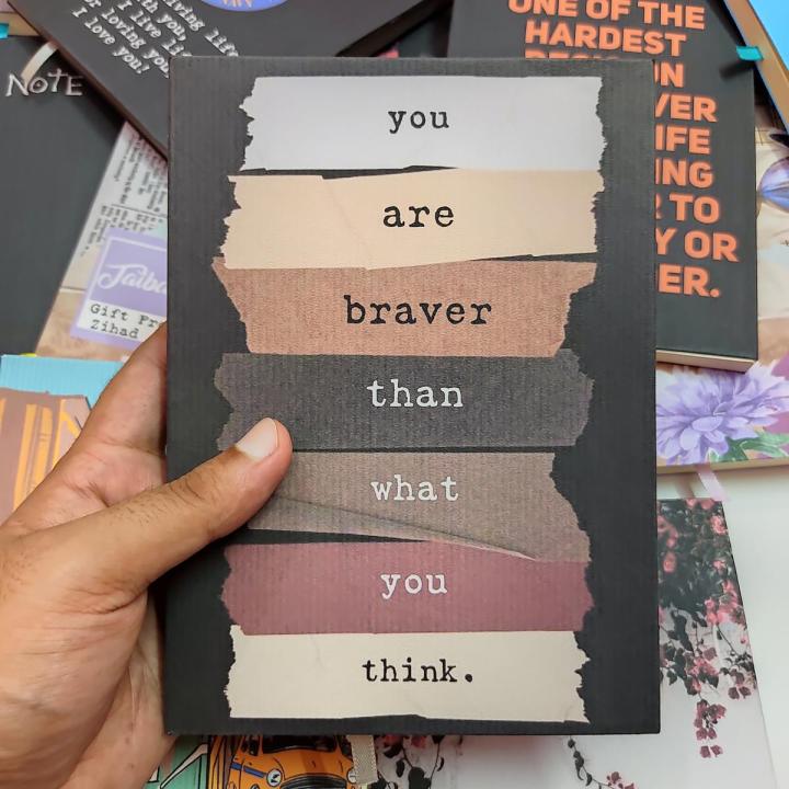 You are Braver than what you think - Aesthetic Notebook (7.5"/5.5" size,60 sheet ,120 vinatage pages)