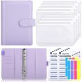 A6 PU Leather Budget Binder,with 8 A6 Binder Bags,12 Papers,6 Ring Binder Budget Envelope System, with Label Stickers D.