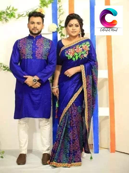 Occasional%20Dress/Couple%20Set/Matching%20Dress/Traditionally%20Dress/Sari%20And%20Panjabi%20-%20Image%202
