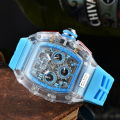Richard RM Shake Fast Selling 6-pin Quartz Watch Barrel Hollow Fashion Non-mechanical Watch in stock Transparent Watch. 