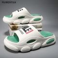 New Letter Men Slides Male Summer Shoes Outside Thick Bottom Flip Flops Comfortable Home Men Slippers Beach Casual Men'S Sandals. 