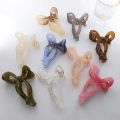 5.2inch Simple and Versatile Hollow Streamer Bow Ties Oil Dripping Plastic Hair Claw Clip Hairpin Hair Accessories for Women. 