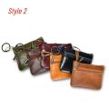 Mini Multi-color Genuine Leather Small Coin Purse Light Top Layer Cowhide Zipper Key Case Solid Color Coin Loose Money Bag. 