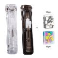 Portable Handheld Paper Clam Clip Dispenser with 50Pcs Reusable Stainless Steel Metal Refill Clips Fast Paper Clipper for Office Document School Supplies.