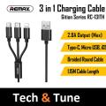 Remax RC-131TH 3in1 2.8A Fast Charging USB Data Cable Micro USB iPhone 8 Pins & Type-C. 