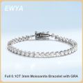 EWYA Luxury Real 3 Prong 3mm Full Moissanite Tennis Bracelet for Women S925 Sterling Silver Diamond Link Bracelets Fine Jewelry. 